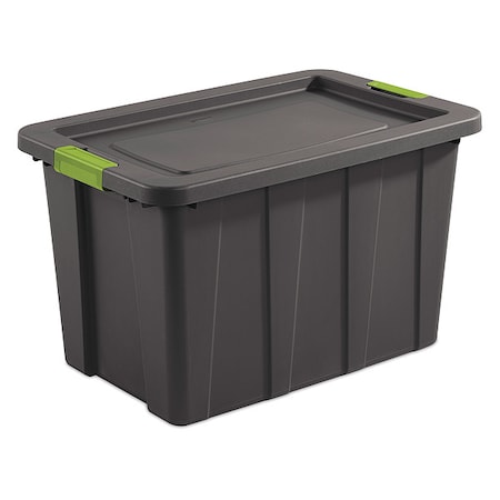 Stackable Storage Tote W/ Lid, 30 gal, 29-7/8 in L x 19-3/4 in W x 18-1/8 in H, Gray, Polyethylene MPN:15273V04