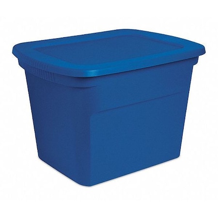 Stackable Storage Tote W/ Lid, 18 gal, 23-1/2 in L x 18-3/8 in W x 16-1/8 in H, Blue, Polypropylene MPN:17317408