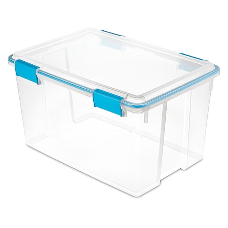 Storage Tote W/ Lid, 13.5 gal, 22-1/2 in L x 16 in W x 12-3/4 in H, Blue Aquarium, Clear MPN:19344304