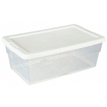 Stackable Storage Tote W/ Lid, 1.5 gal, 13-5/8 in L x 8-1/4 in W x 4-7/8 in H, Clear, White MPN:42428018