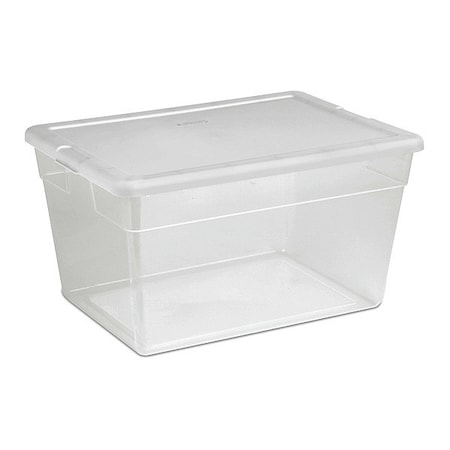 Stackable Storage Tote W/ Lid, 14 gal, 23 in L x 16-1/4 in W x 12-3/8 in H, Clear, White MPN:42488008