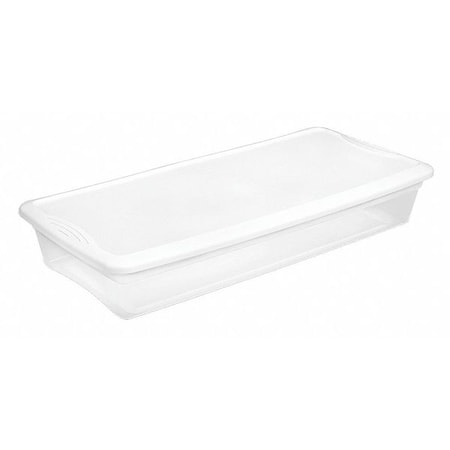 Stackable Storage Tote W/ Lid, 10.3 gal, 29 3/8 in L x 18 in W x 6 in H, Clear, White MPN:42608006