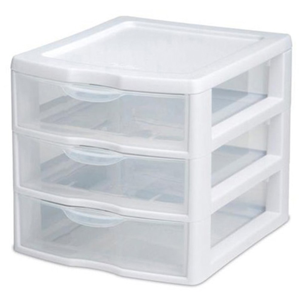 Sterilite 3-Drawer Organizer, Clear, 8 1/2 in (Depth) x 7 1/4 in (W) x 6 7/8 in (H) MPN:20738006