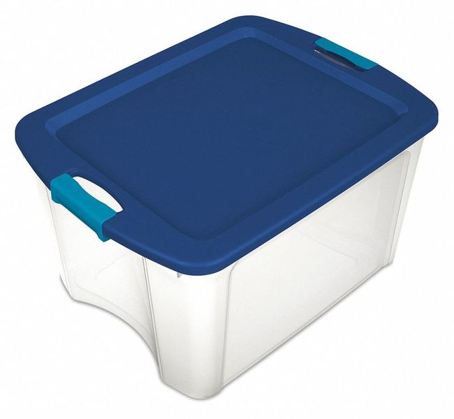 Storage Tote Clear/Blue Polypropylene MPN:14449606