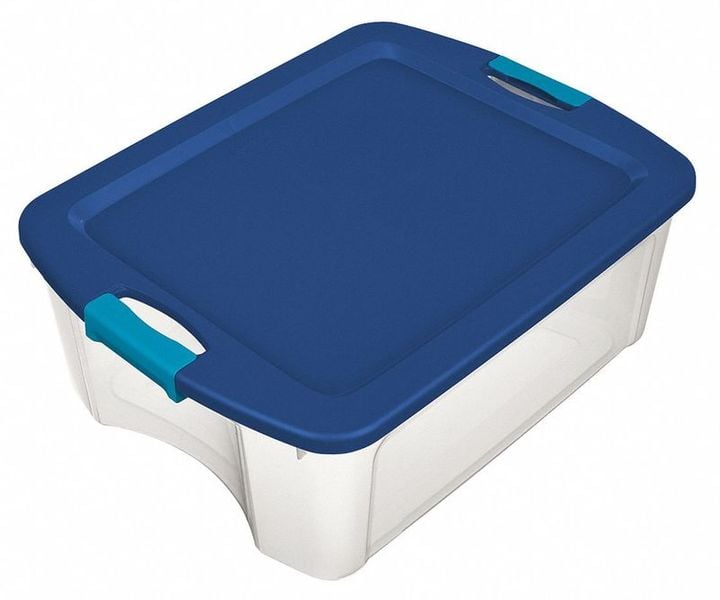 Storage Tote Clear/Blue Polypropylene MPN:14469606