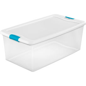 Sterilite Plastic Storage Tote w/White Lid 106 Qt. Capacity 33-7/8