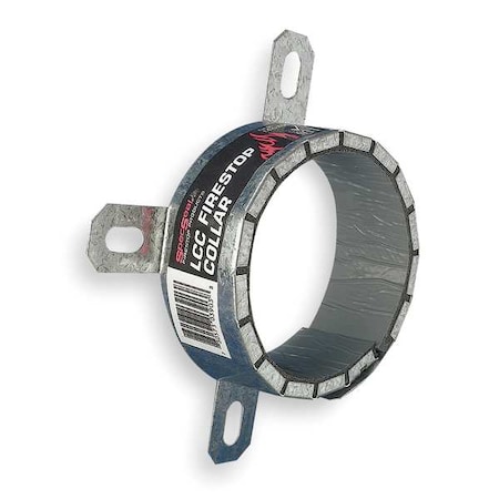 Firestop Pipe Collar, Silv, Steel, 4.3