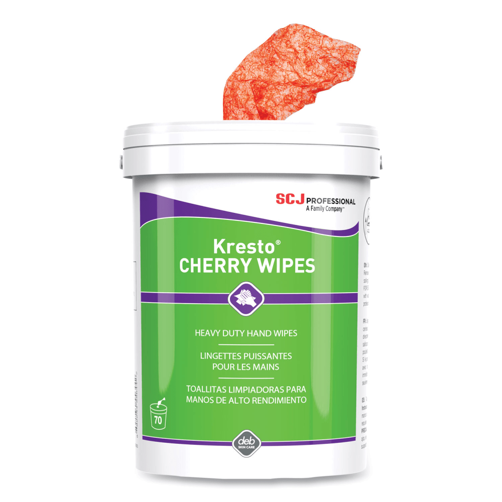 SC Johnson Professional Kresto Cherry Wipes, Cloth, 1-Ply, 7.92 x 5.74, Cherry Scent, Red/White, 70/Pack, 6 Packs/Carton MPN:KCW70W