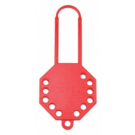 Lockout Hasp, Red, Recycled Plastic, 12 Max. No. of Padlocks, 9/32 in Max. Shackle Dia. MPN:KDD106