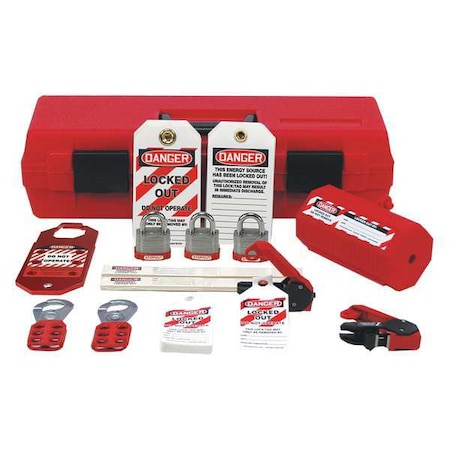 Portable Lockout Kit, Red, Plastic, Tool Bx MPN:KSK234