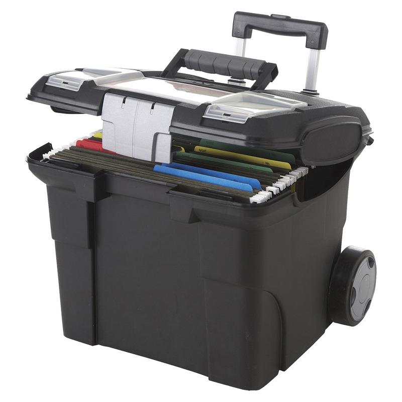 Storex Premium File Cart With Telescopic Handle, 80% Recycled, 15in x 16 7/16in x 17in, Silver/Black MPN:61507U01C