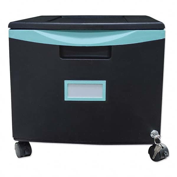 Mobile File Cabinet: 1 Drawer, Plastic, Black & Teal MPN:STX61270U01C