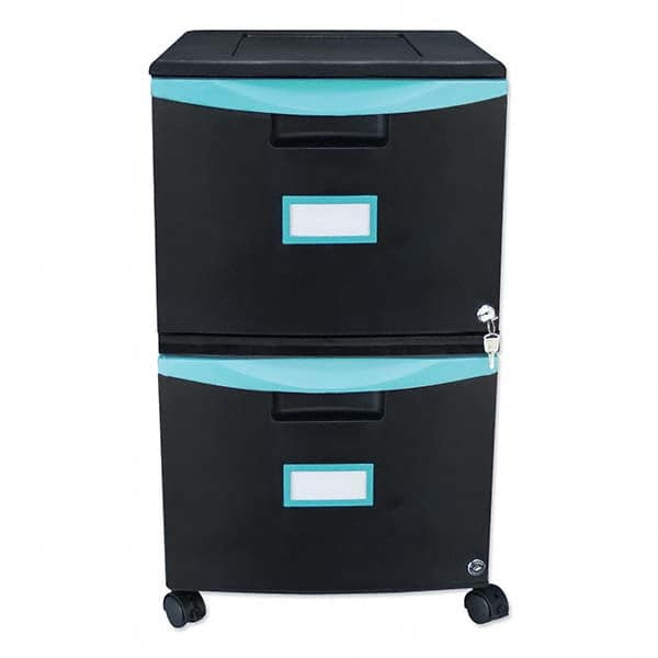 Mobile File Cabinet: 2 Drawers, Plastic, Black & Teal MPN:STX61315U01C