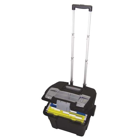 File Box, Plastic, 15 in W, 16 7/8 in D, 14 1/4 in H, Locking Latch Lid Closure, Black MPN:STX61507U01C