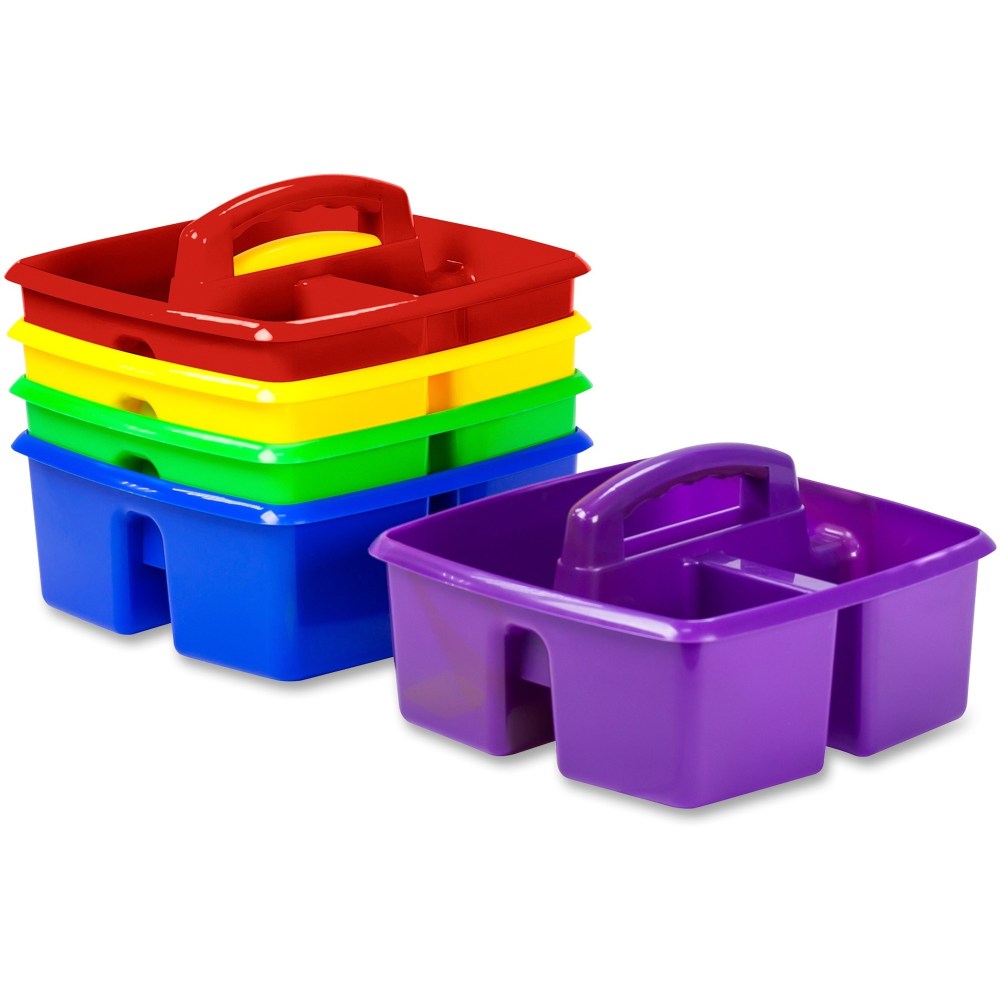 Storex 3-Compartment Classroom Caddy, 5.3inH x 9.3inW x 9.3inD, Blue, Set Of 5 MPN:00941U06C