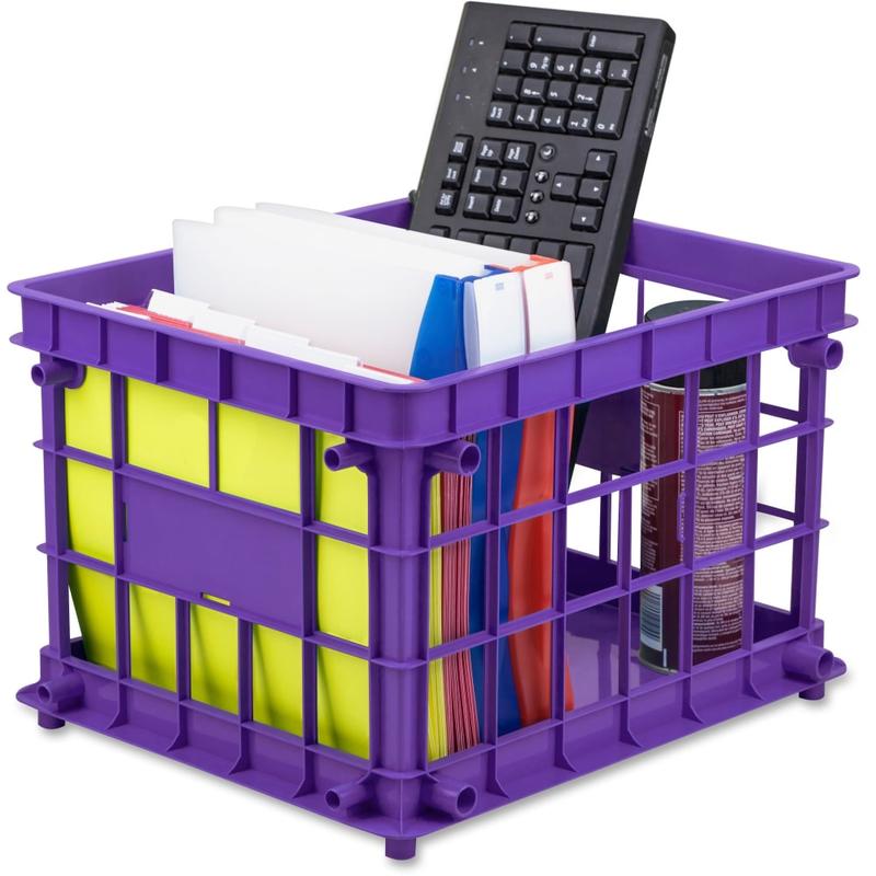 Storex Stackable Storage Crates, Medium Size, 11 2/10in x 14 3/10in x 17 3/10in, Assorted Colors, Set Of 3 MPN:61473U03C