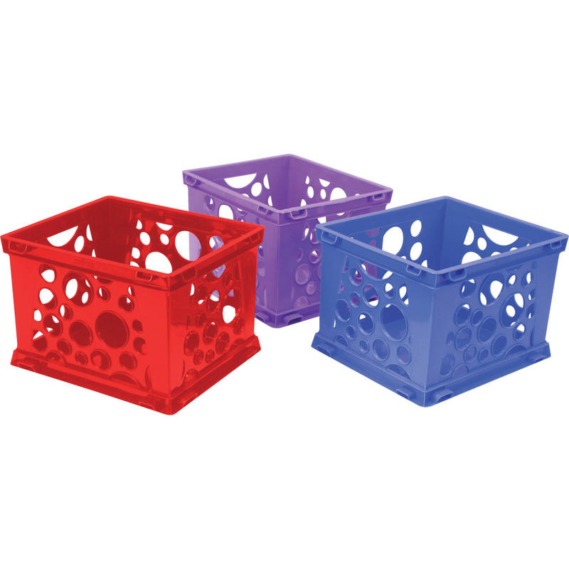 Storex Premium Storage Crate, Medium Size, 10 1/2in x 14 3/10 x 17 3/10in, Assorted Bright, Carton Of 3 MPN:61797U03C