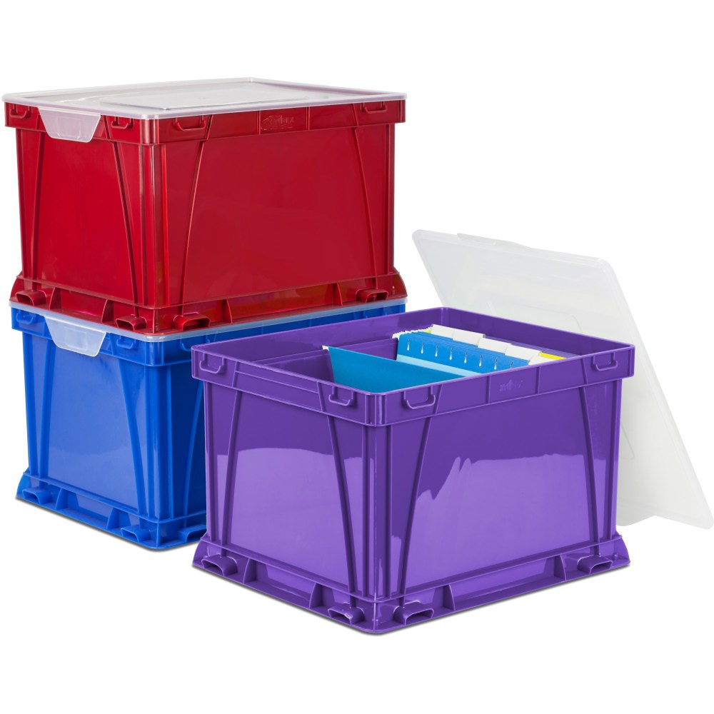 Storex 3 Piece Cube Storage Bins - External Dimensions: 14.3inx 17.3in Depth x 10.5in - Stackable - Plastic - Assorted Bright - - 62012U03C MPN:62012U03C