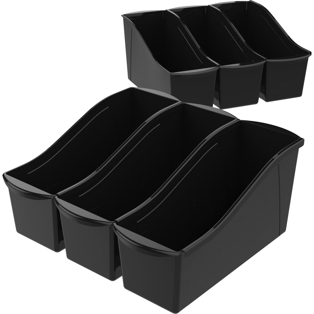 Storex Book Bin Set, Medium Size, Black, Carton Of 6 MPN:70109U06C