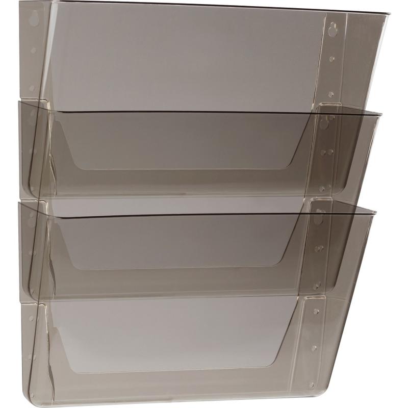 Storex Stacking Letter Size Wall Pockets, 7inH x 16inW x 4inD, Smoke, Pack Of 3 Wall Pockets MPN:70246U06C