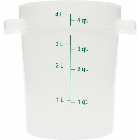 Food Storage Container, Round, 4 qt, White MPN:1097402