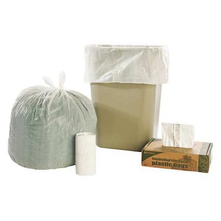 13 gal Biodegradable Trash Bags, 24 in x 30 in, Medium-Duty, 0.7 mil, White MPN:G2430W70