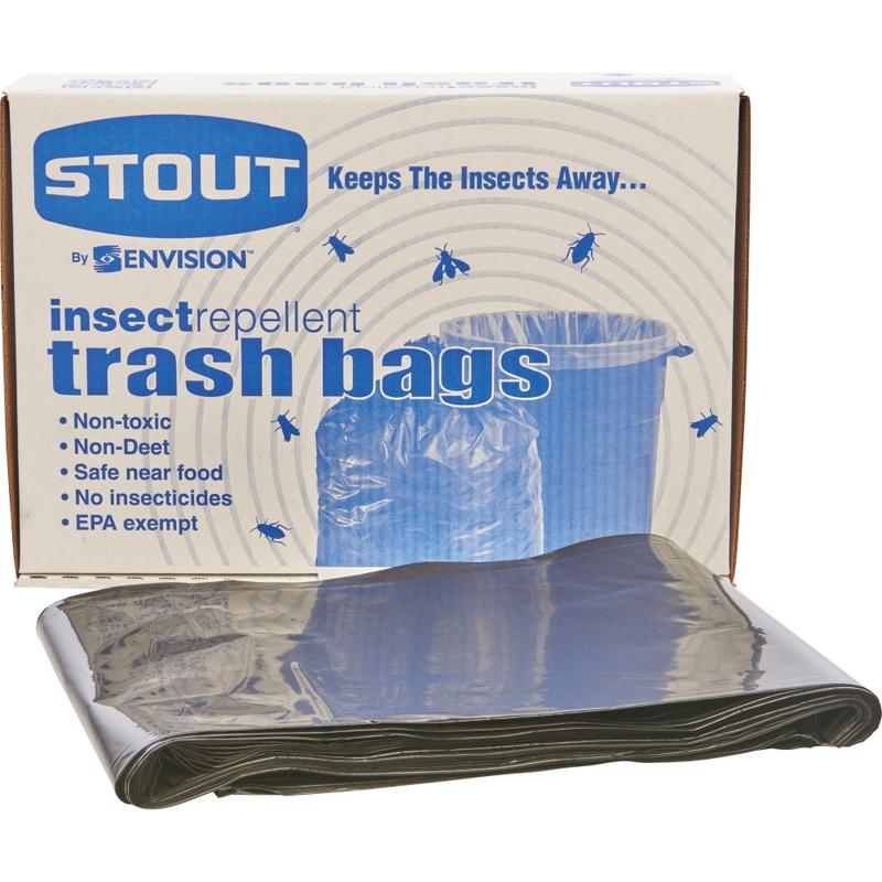 Stout Pest-Guard 2.00-mil Insect Repellent Trash Bags, 55 Gallons, 37in x 52in, Black, Box Of 65 MPN:P3752K20