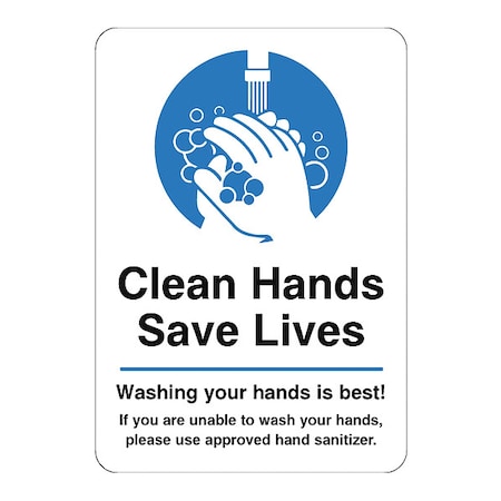 Hygiene Sign, 14 in Height, 10 in Width, Polystyrene, Rectangle, English MPN:B701-1410-P