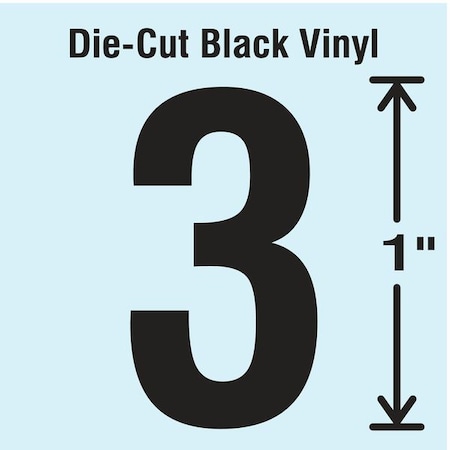 NumberLabel, Vinyl, 1inH, 5/8inW, PK10 MPN:DBV-1-3-10