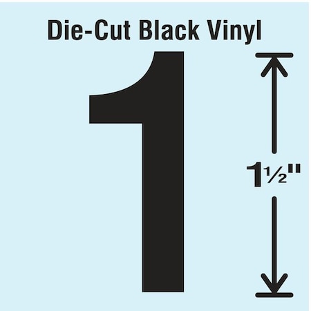 NumberLabel, Vinyl, 1-1/2inH, 7/8inW, PK10 MPN:DBV-1.5-1-10
