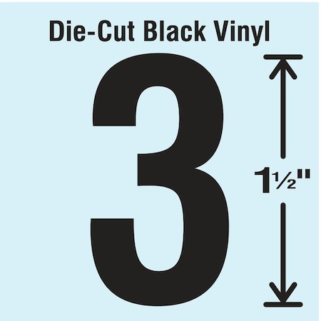 NumberLabel, Vinyl, 1-1/2inH, 7/8inW, PK10 MPN:DBV-1.5-3-10