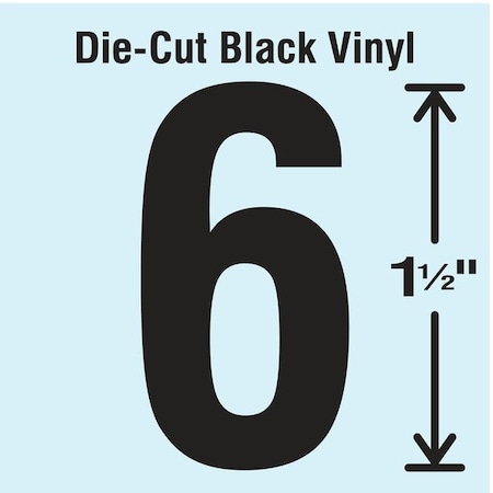 NumberLabel, Vinyl, 1-1/2inH, 7/8inW, PK10 MPN:DBV-1.5-6-10