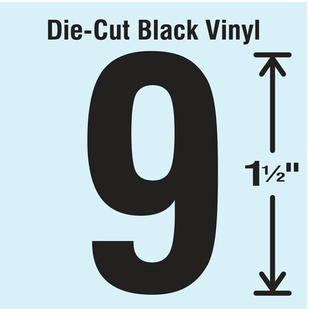NumberLabel, Vinyl, 1-1/2inH, 7/8inW, PK10 MPN:DBV-1.5-9-10