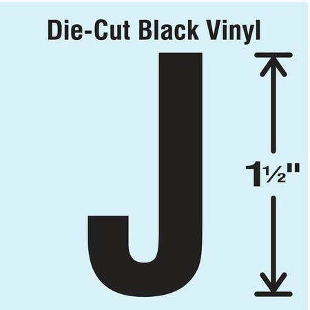 LetterLabel, Vinyl, 1-1/2inH, 7/8inW, PK10 MPN:DBV-1.5-J-10