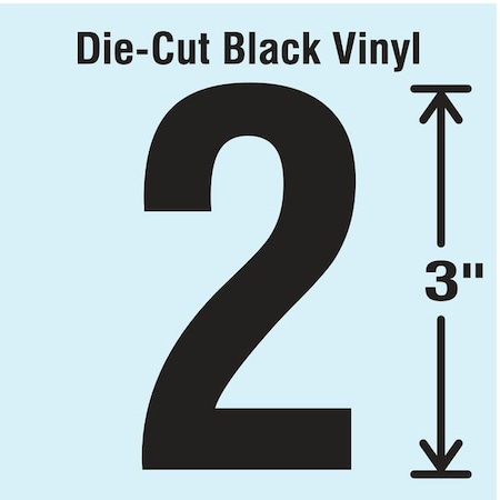Number Label, Vinyl, 3 in H, 1-5/8 in W, PK10 MPN:DBV-3-2-10