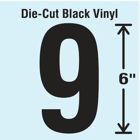 Number Label, Vinyl, 6 in H, 3-1/4 in W MPN:DBV-SINGLE-6-9