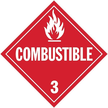 DOT Container Placard, Combustible, Self-Adhesive Vinyl, 10-4/5