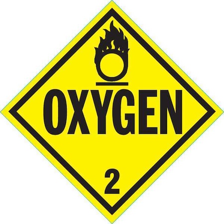 DOT Container Placard, Oxygen, Rigid Styrene, 10-4/5