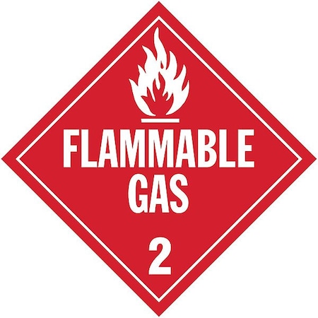 DOT Container Placard, Flammable Gas, Self-Adhesive Vinyl, 10-4/5