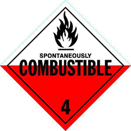 DOT Container Placard, Spontaneously Combustible, Rigid Styrene, 10-4/5