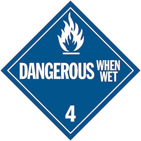 DOT Container Placard, Dangerous When Wet, Rigid Styrene, 10-4/5