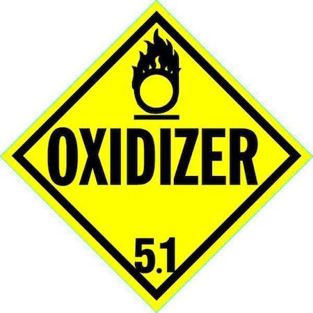 DOT Container Placard, Oxidizer, Rigid Styrene, 10-4/5