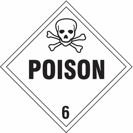 DOT Container Placard, Poison, Self-Adhesive Vinyl, 10-4/5