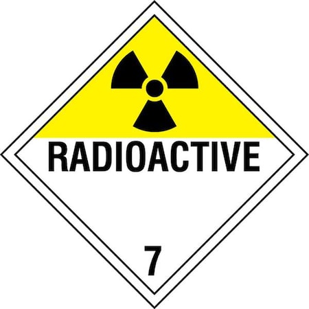 DOT Container Placard, Radioactive, Self-Adhesive Vinyl, 10-4/5