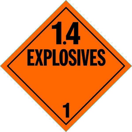 DOT Container Placard, Explosives, Rigid Styrene, 10-4/5