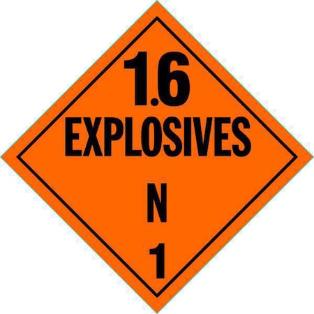 DOT Container Placard, Explosives, Self-Adhesive Vinyl, 10-4/5