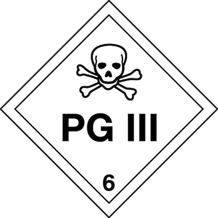 DOT Container Placard, PG III, Self-Adhesive Vinyl, 10-4/5