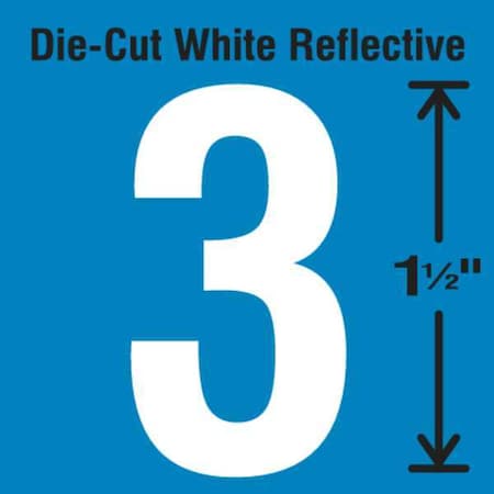 NumberLabel, Vinyl, 1-1/2inH, 7/8inW, PK5 MPN:DWR-1.5-3-5