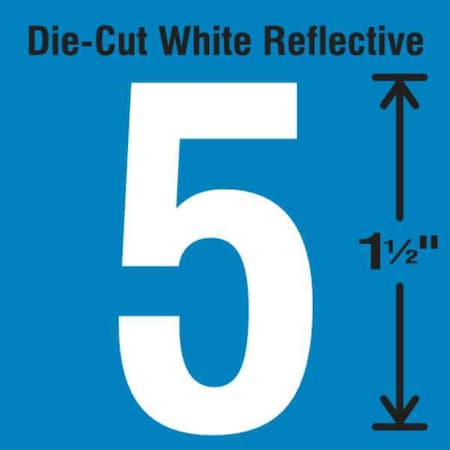 NumberLabel, Vinyl, 1-1/2inH, 7/8inW, PK5 MPN:DWR-1.5-5-5