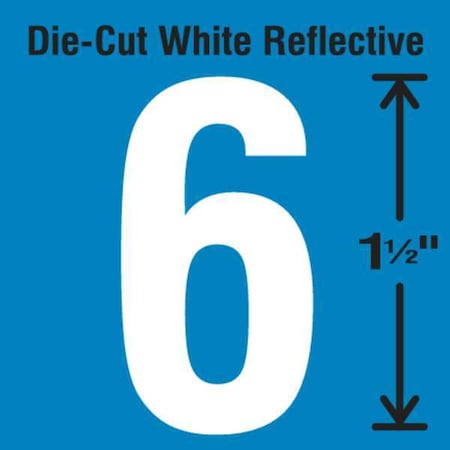 NumberLabel, Vinyl, 1-1/2inH, 7/8inW, PK5 MPN:DWR-1.5-6-5